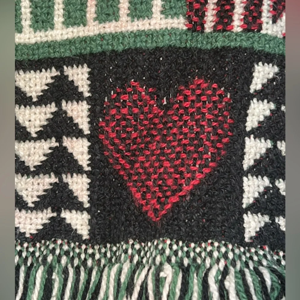 Vintage RARE Throw Blanket Tapestry Farm Pig & Hearts 46 x 70” Country Folk